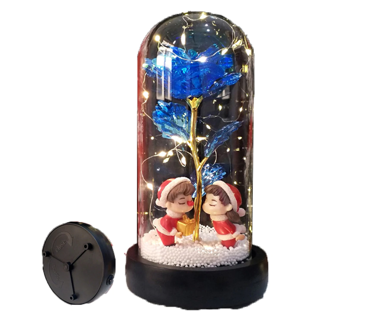 BLZ Muñeco de Peluche para Pareja navideña - Azul iridiscente con Caja de música de Ocho Notas