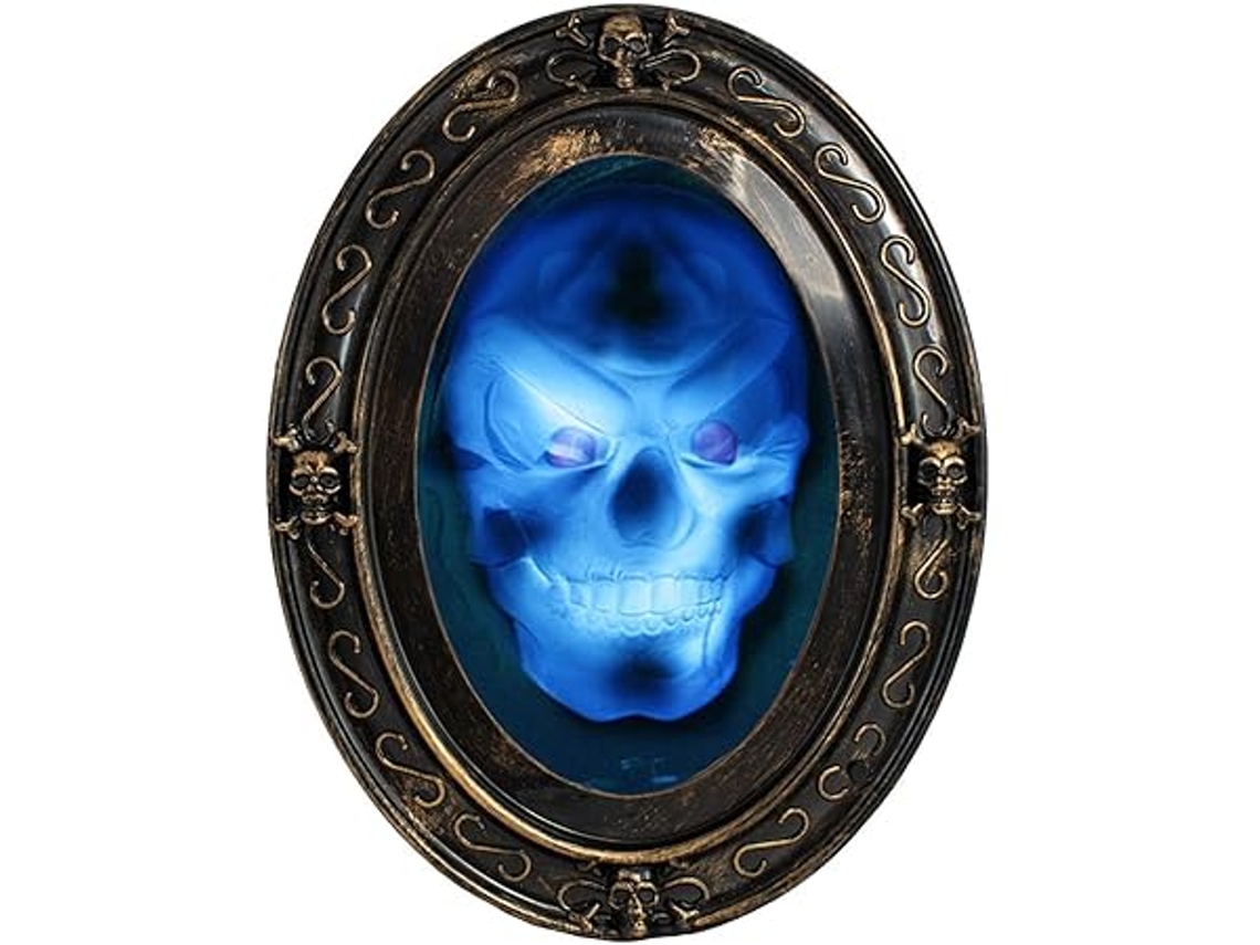 Espejo Ovalado Negro Y Dorado De Halloween Con Diseño De "casa Encantada", Decorado Con Motivos Terroríficos – "truco O Trato", Ergonómico