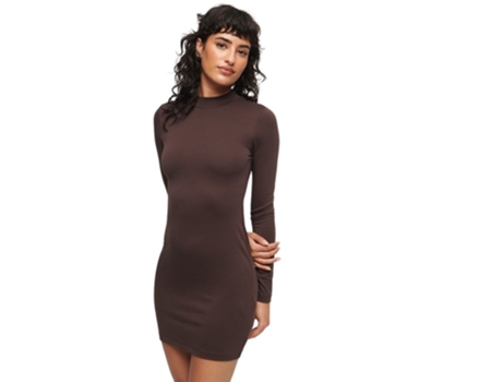 Vestido de Mujer SUPERDRY Corto Cuello Chimenea Jersey Marrón (XL)