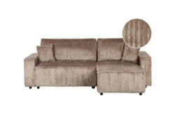 Sofá Convertible Acolchado Beliani Abacka de Cordón Marrón 247x147x90
