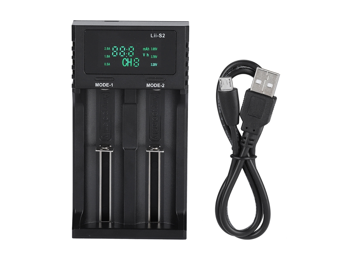 Cargador Inteligente Liitokala Lii S2 Con 2 Ranuras De Cc De 5v2a E Indicador De Energía.