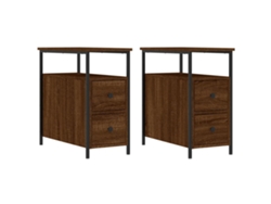Maison Exclusive - Mesitas Noche 2 Uds Madera Ingeniería Marrón Roble 30x60x60 Cm