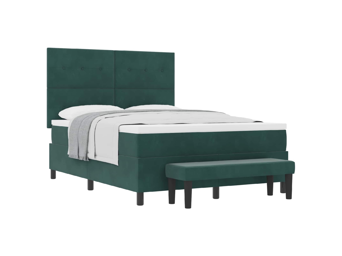 Maison Exclusive - Cama Tipo Box Spring Verde Oscuro 190 X 140 Cm Terciopelo