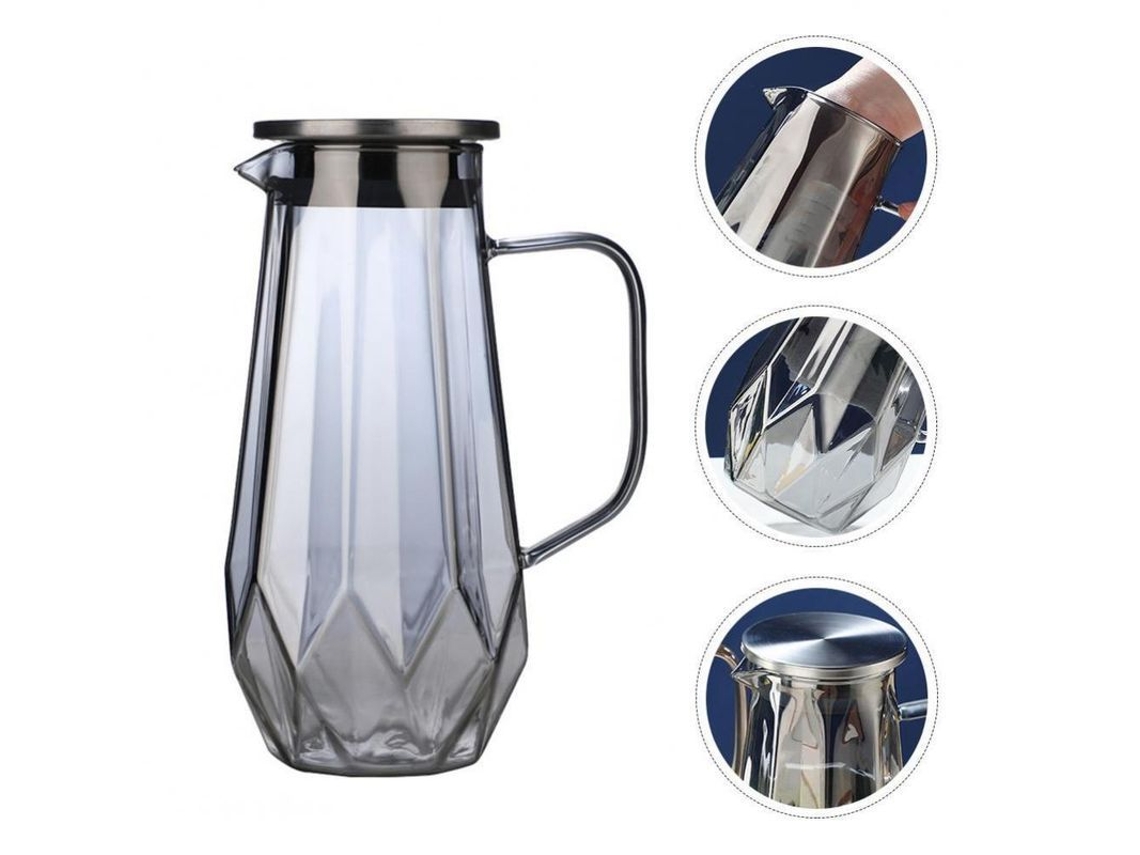 2026-16186-jarra De Vidrio Con Tapa 1.8l Para Agua Té Café Jugo Bebidas Frías Ducha Mesa Oficina Hogar