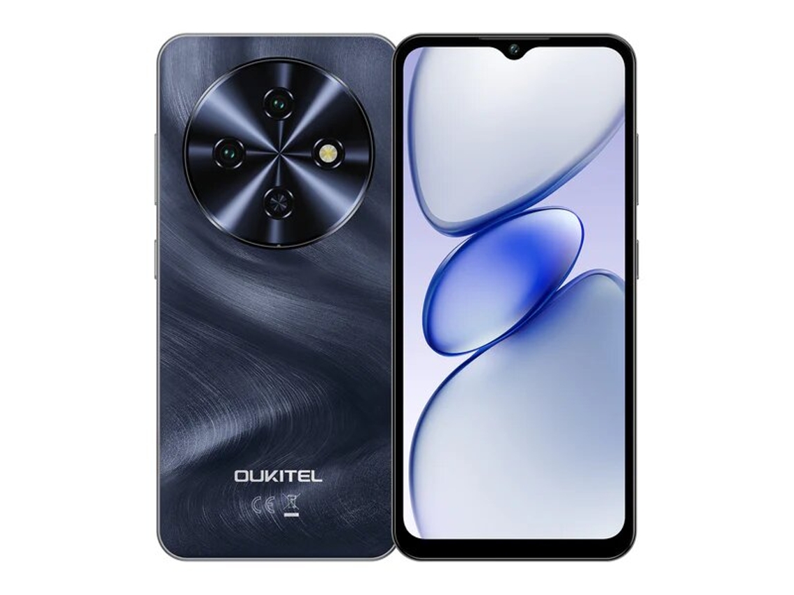 Smartphone OUKITEL C5 con batería de 5000 mAh, 16 GB de RAM, 128 GB de ROM, pantalla HD de 6,52 pulgadas y cámara de 13 MP.