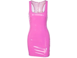 2026-vestido Corto De Cuero Artificial Brillo Mujer Con Cremallera Espalda Baja Tight Fit Cmz L Rosado
