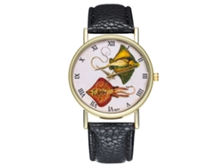 Reloj Casual De Moda Unisex Cuarzo Con Correa De Cuero Negro