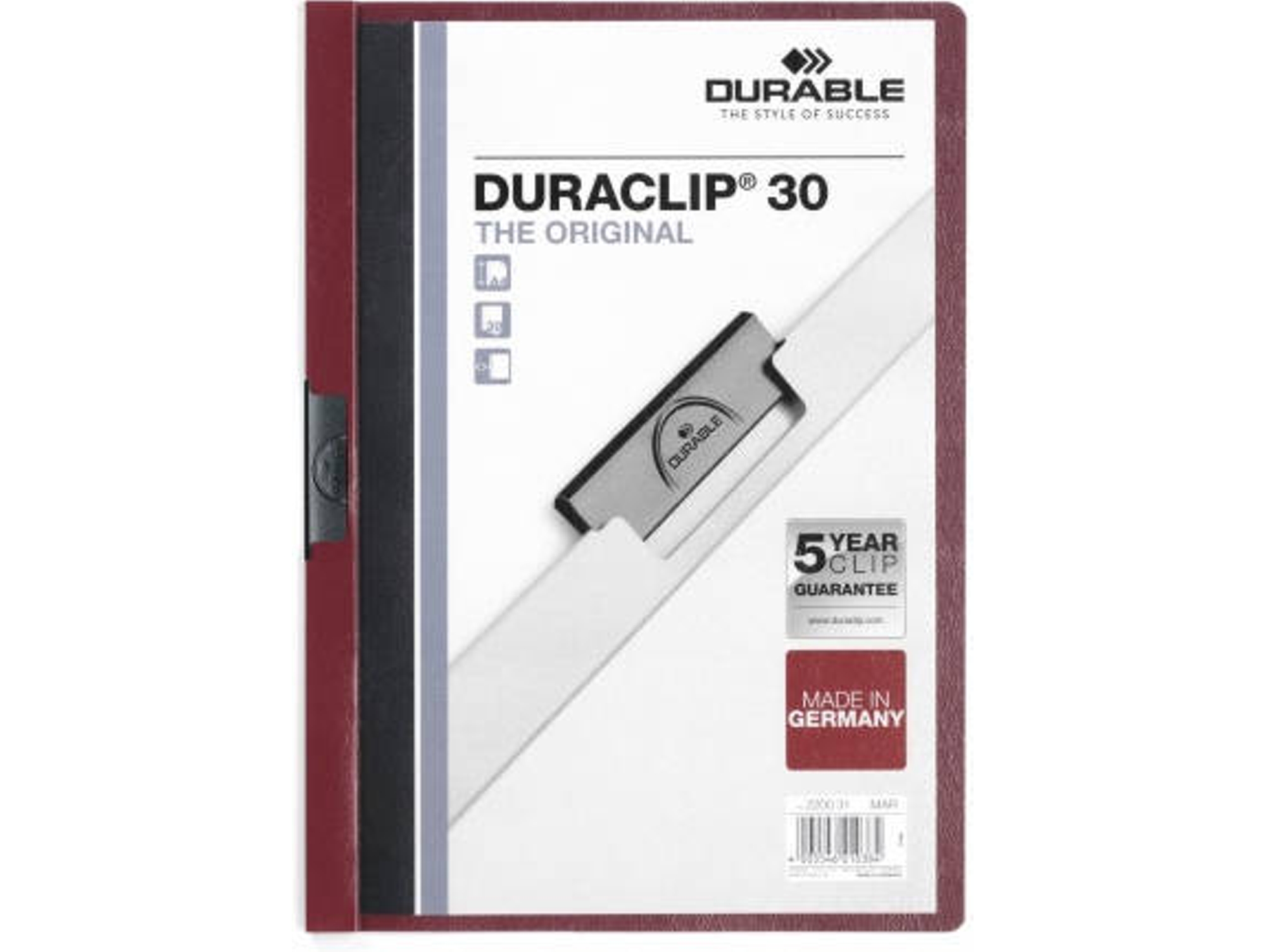 Carpeta DURABLE Duraclip 30 (Rojo - 31x22cm - Rojo - PVC - A4)