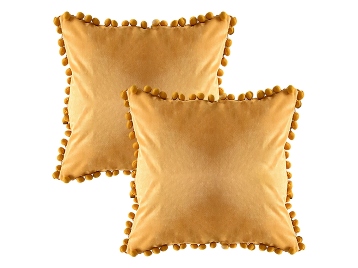 Juego De 2 Fundas De Almohada De Terciopelo Con Pompón, Estilo Rústico, 50,8 X 50,8 Cm