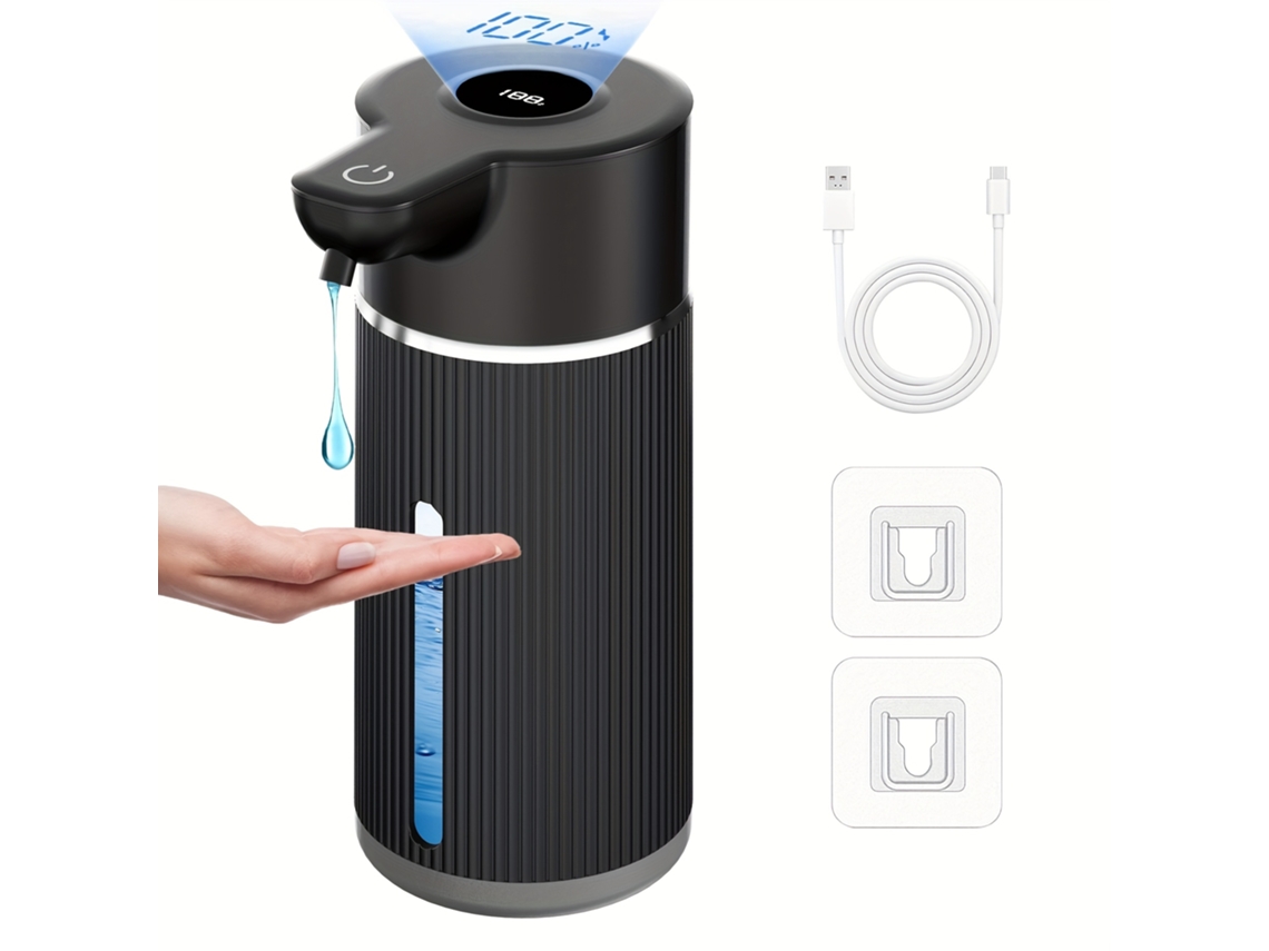 Dispensador De Jabón Automático Recargable Usb Con Pantalla Led 4 Modos Ajustables Negro Gertiz