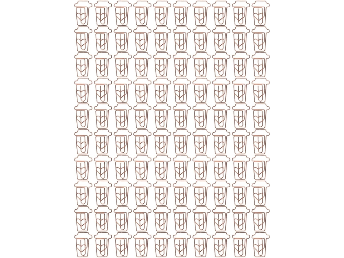 100 Clips Metálicos Innovadores Con Forma De Taza Rosa Para Oficina Y Escuela.