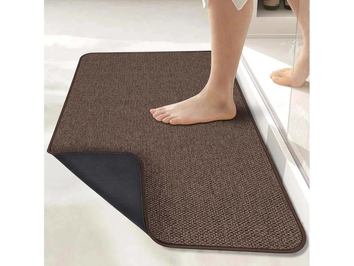 Alfombrilla De Baã±o Con Base De Goma Antideslizante, Absorbente Y De Secado Rã¡pido (marrã³n/40x60cm) Gertiz