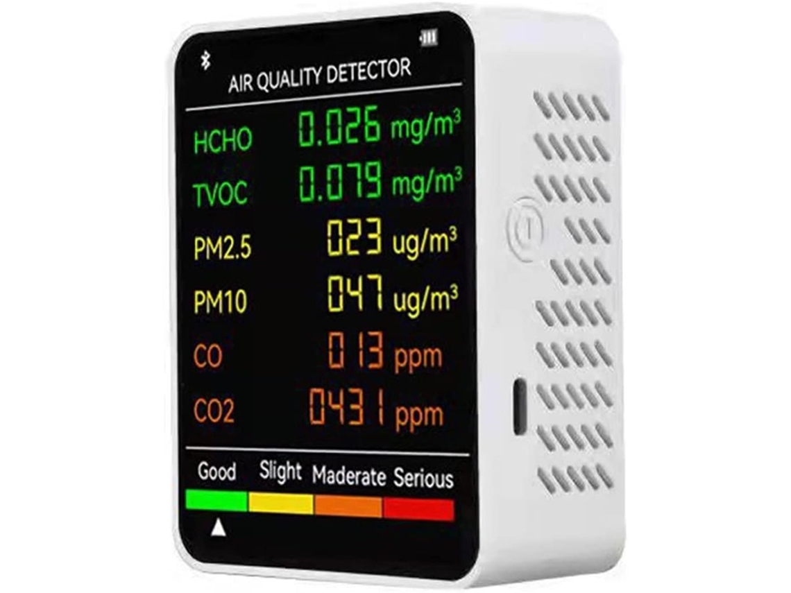 Monitor Aire 6 En 1 Pm2.5 Co2 Tvoc Detector Calidad Lcd