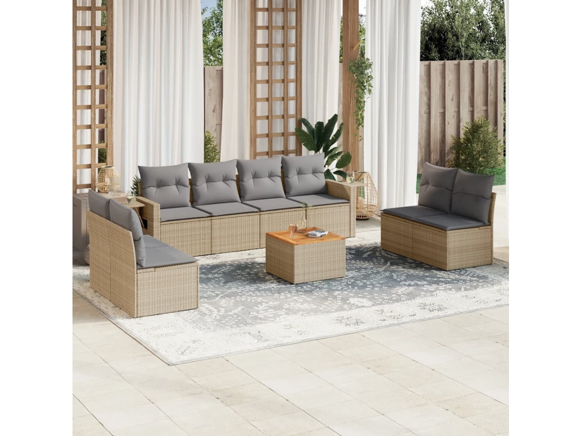 Conjunto de sofá de jardín con cojines DKD Home Decor, mimbre beige mixto