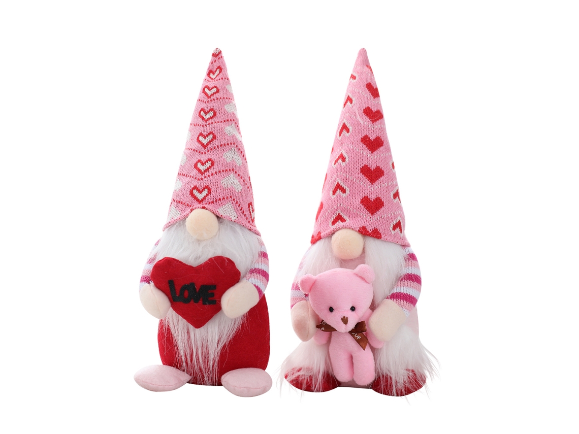 Muñeco De Peluche De Enano Sin Rostro, Con Un Corazón, Para Decoración Del Día De San Valentín.