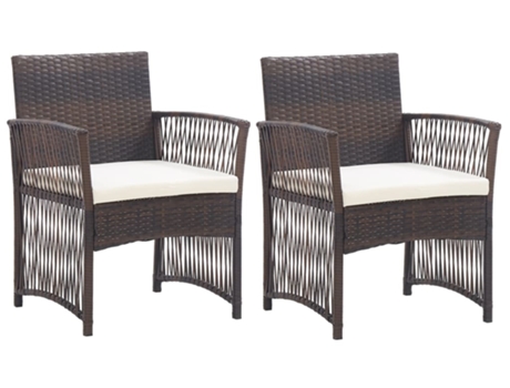 vidaXL Sillones de jardín con cojines 2 unidades ratán sintético marrón
