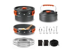 Juego De Utensilios De Cocina Ligeros Antiadherentes Para Acampar, Con Ollas, Hervidor, Platos De Acero Inoxidable Y Cubiertos Para Acampar, Hacer Senderismo Y Picnics.