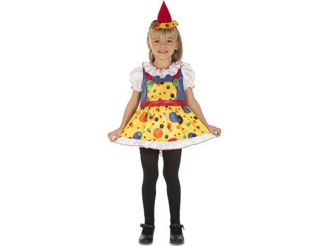 Disfraz de Niña DISFRAZZES Payasita Con Lunares (Talla: 3 a 4 años)