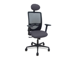Silla De Oficina Zulema Con Mecanismo Sincro Tapizada Con Tela Color Gris Oscuro Y Malla Color Negro