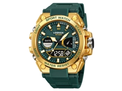 Reloj Deportivo De Moda (dorado Y Verde), Cronógrafo Deportivo Multifuncional Luminoso E Impermeable.