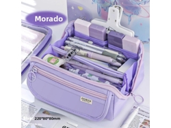 (morado) Estuche Para Lápices Con Prismas De Gran Capacidad, Diseño Multifuncional, Tela De Alta Calidad.