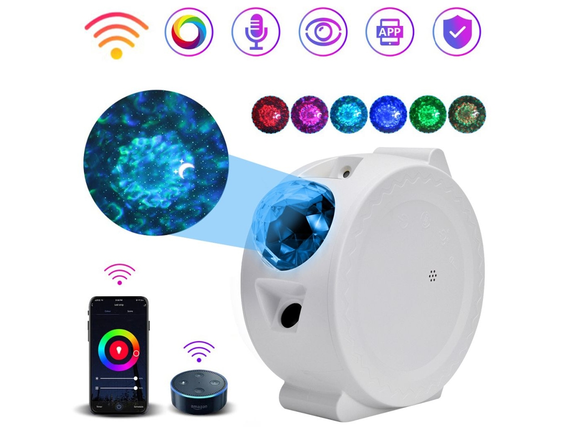 KOFIHETY Proyector LED Inteligente de Cielo Estrellado con Control Wi-Fi, Sincronización Musical y Luz Nocturna de Ola