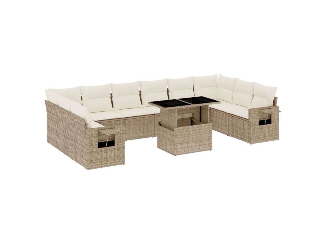 Conjunto 11 de sofás de jardín VIDAXL con cojines ratán sintético beige