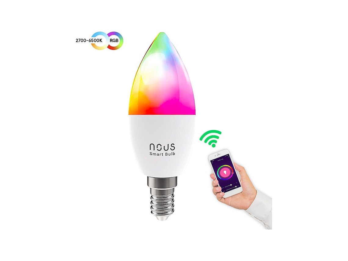 Bombilla Led Wifi Inteligente E14 Rgbw Cct 2700-6500K 4.5W 380Lm Compatible con Tuya P4 NOUS