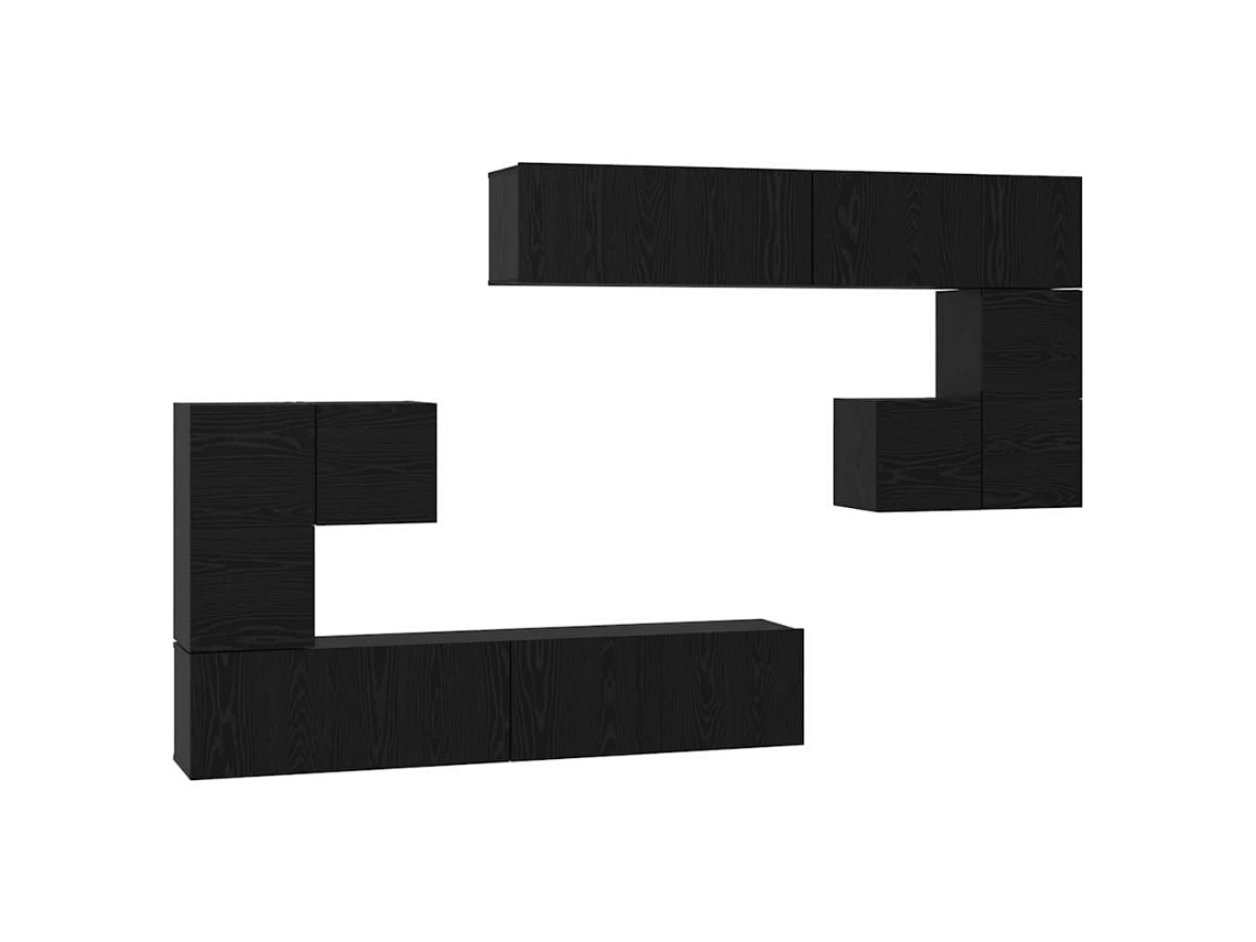 Maison Exclusive - Unidades De Tv 4 Pcs Roble Negro Madera Contrachapada