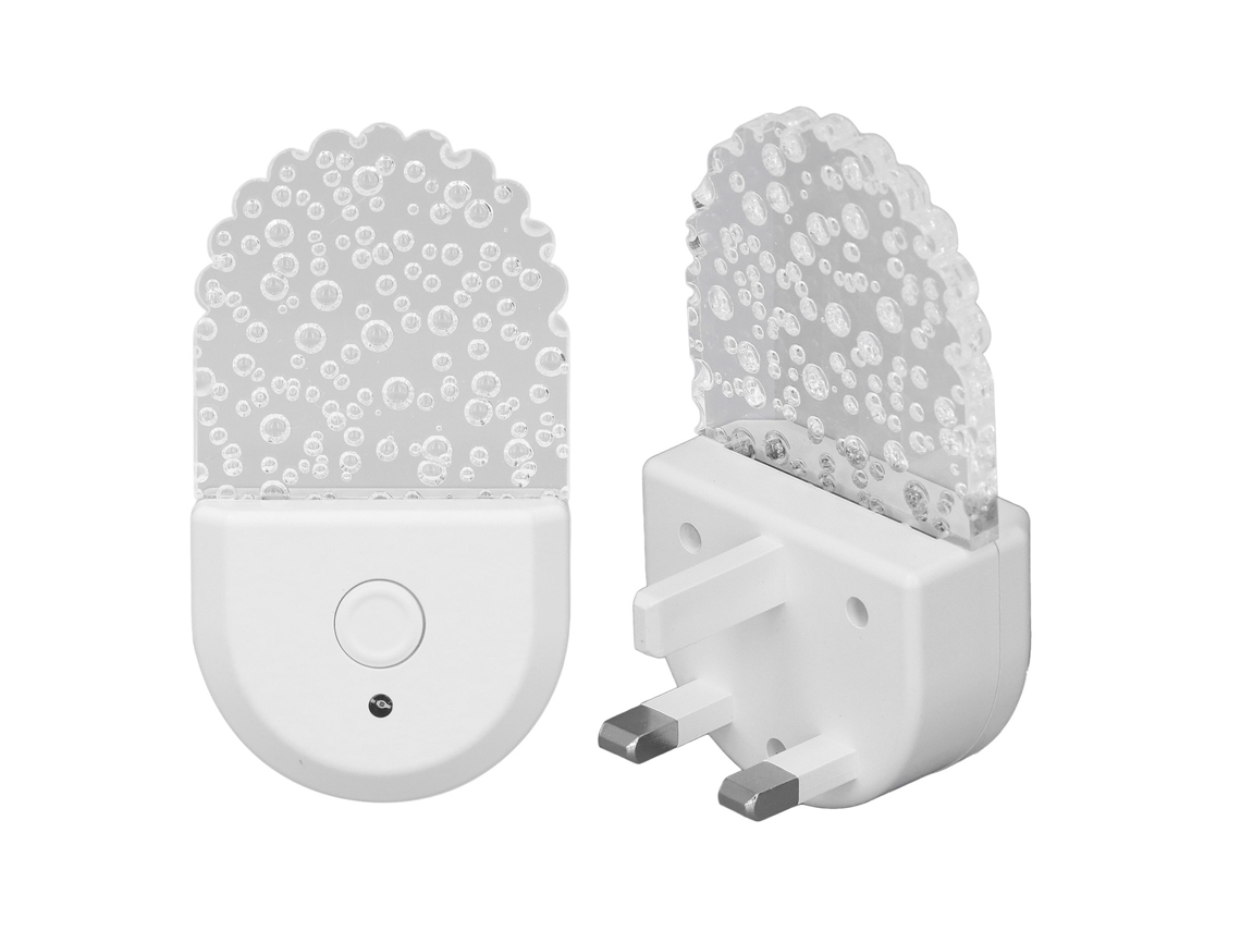 2 Luces Nocturnas Led Rgb Enchufables Con Sensor Crepuscular/amanecer, Cambio De Color, Enchufe De 220 V, Reino Unido