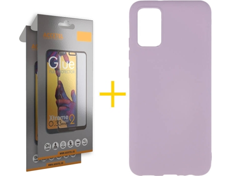 Kit Funda + Protector de Pantalla Samsung A02s ACCETEL Cristal Templado 3334 Morado