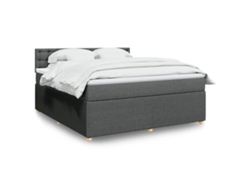 Cama Box Spring Con Colchón Tela Gris Oscuro 180x200 Cm