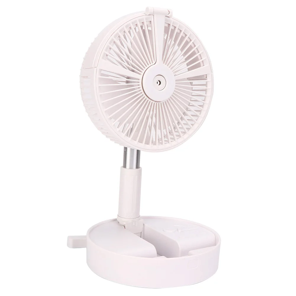 Ventilador De Escritorio Telescópico (blanco), Plegable, Con Atomizador, Rellenable Con Agua Y Led, Recargable Por Usb.