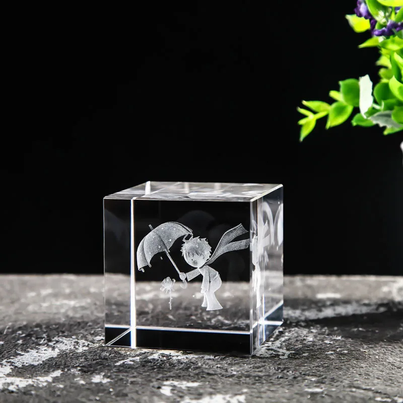 Cubo de cristal cuadrado de 40 mm para joyería, con prisma de vidrio grabado con láser 3D MDUG (estilo 4, 40 mm)