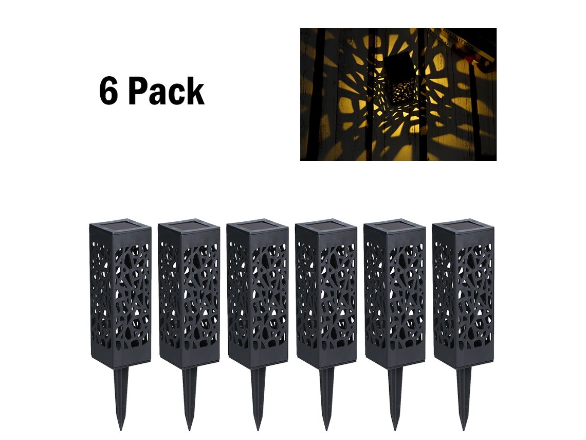2026-lámpara Solar De Jardín Led Ip65, Diseño De Patrón Hueco, Sensor De Luz, 6 Unidades, Luz Blanca Cálida, Para Jardín, Patio, Courtyard
