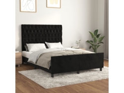 Estructura De Cama Sin Colchón Terciopelo Negro 140x200 Cm