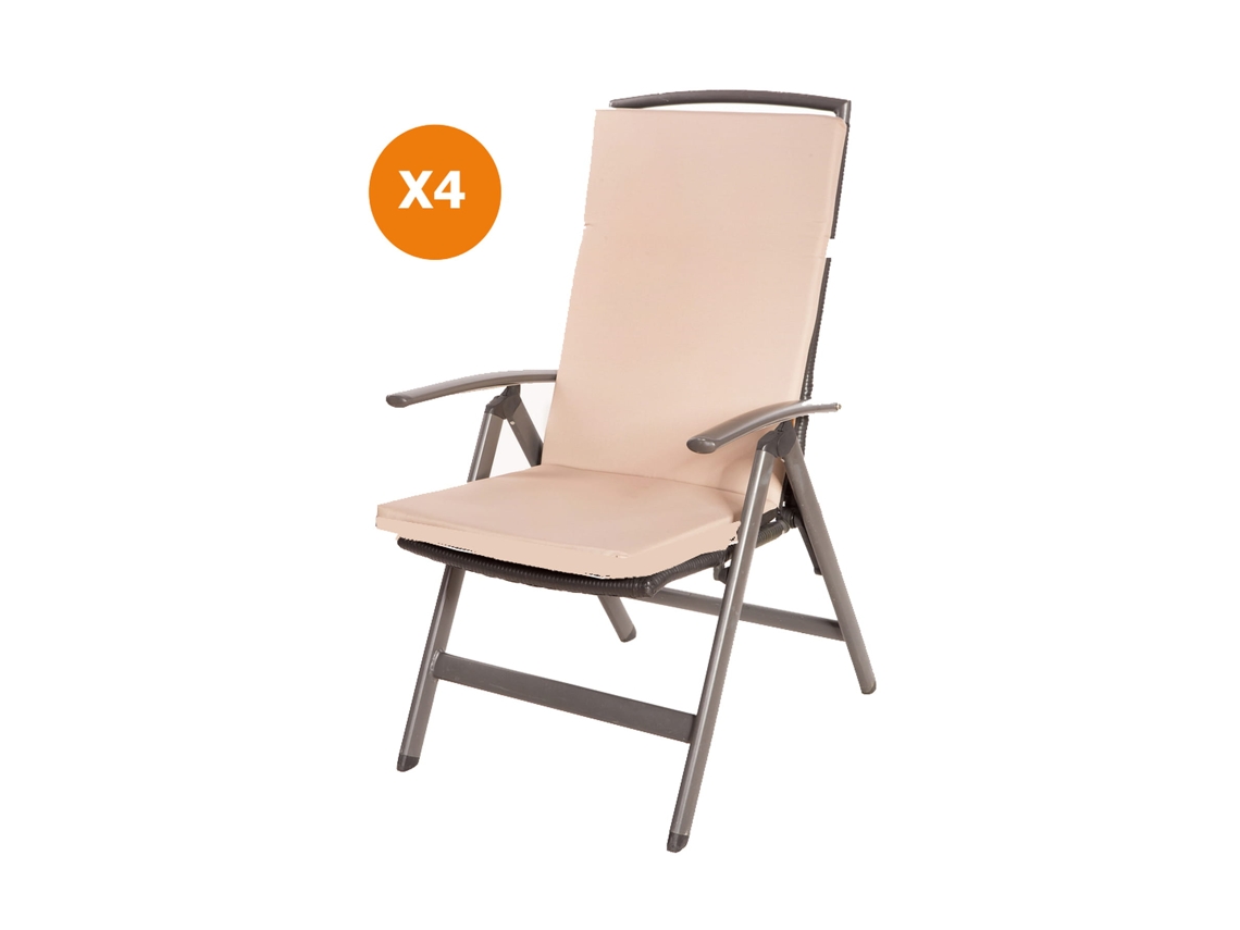 Cojín para silla 4 ud Cojín 110x47x4cm beige cojín para silla de exterior Cojín de asiento con respaldo alto SETGARDEN