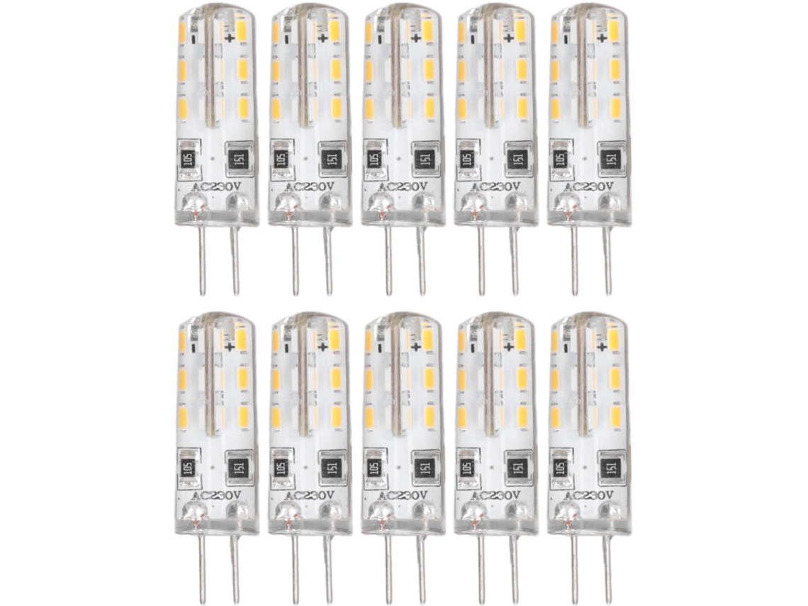 Juego De 10 Bombillas Led G4, Bipin, Con Base De Silicona, Luz Blanca Cálida.