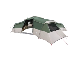 Tienda de campaña familiar con techo verde, 833 x 585 x 216 cm, tafetán.