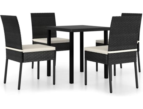Conjunto 5 Conjunto de comedor de jardín VIDAXL ratán sintético negro