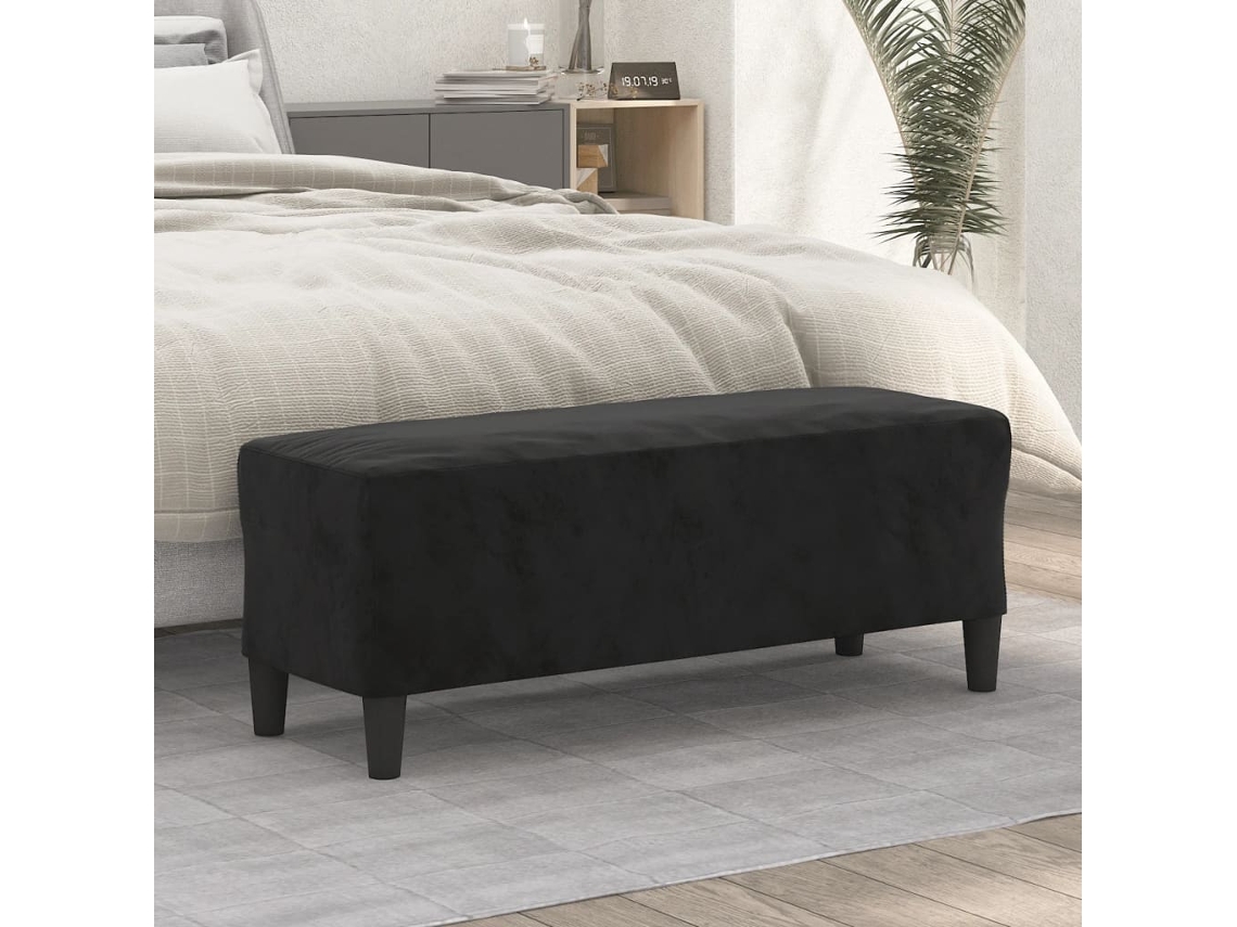 Banco Interior | Banco De Terciopelo Negro 100x35x41 Cm