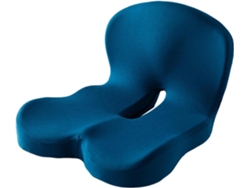 Cojín Para Silla De Espuma Viscoelástica 2 En 1 Almohada De Soporte Lumbar Azul Gertiz