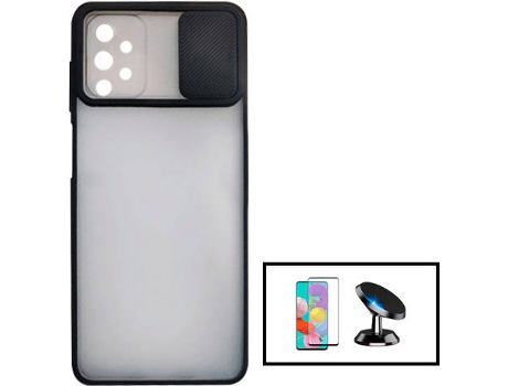 Kit Carcasa + Protector de Pantalla + Soporte de Magnético Galaxy A52 5G G4M Negro