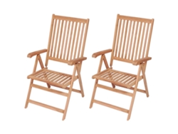 Sillas de jardín reclinables de 2 piezas DKD Home Decor de madera maciza de teca