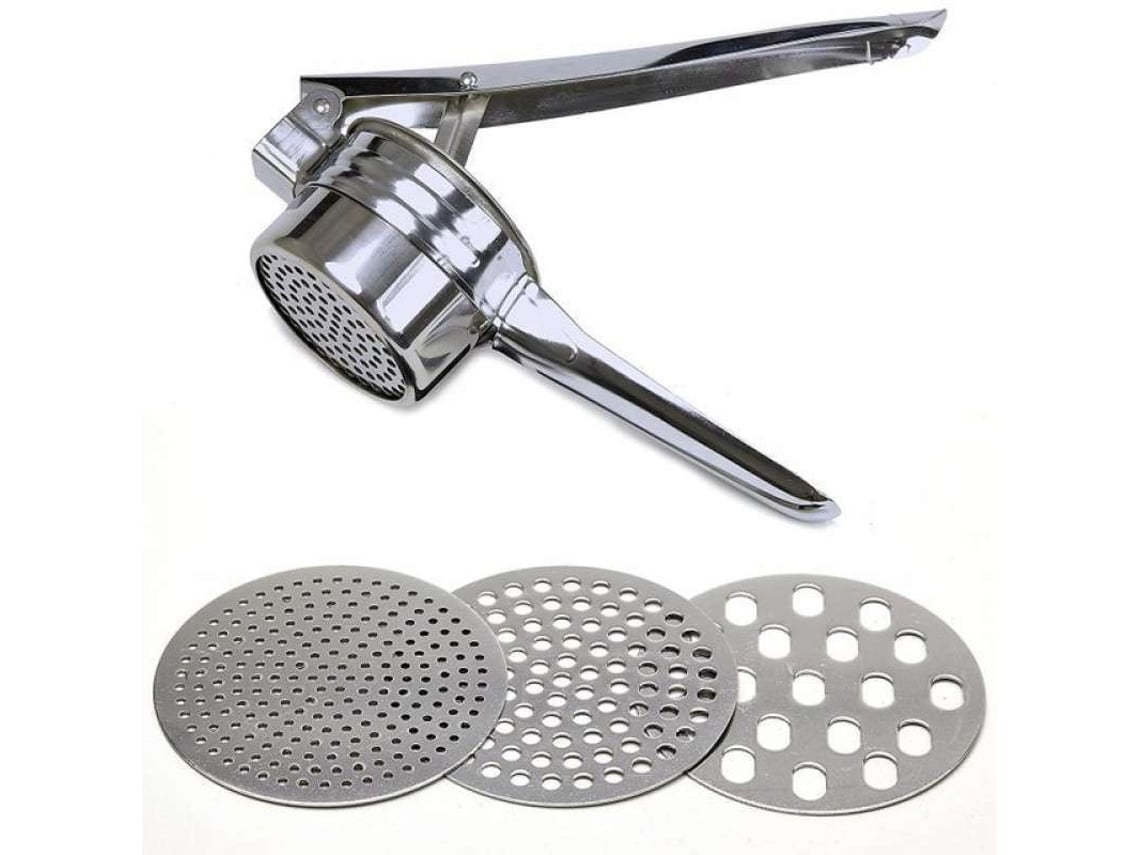 Machacador de papas manual de acero inoxidable para papas, frutas, verduras, batatas, calabazas, comida para bebés y más, plateado USHION
