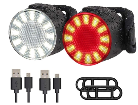 Juego de luces para bicicleta, luces recargables para bicicleta (negro) VEANXIN