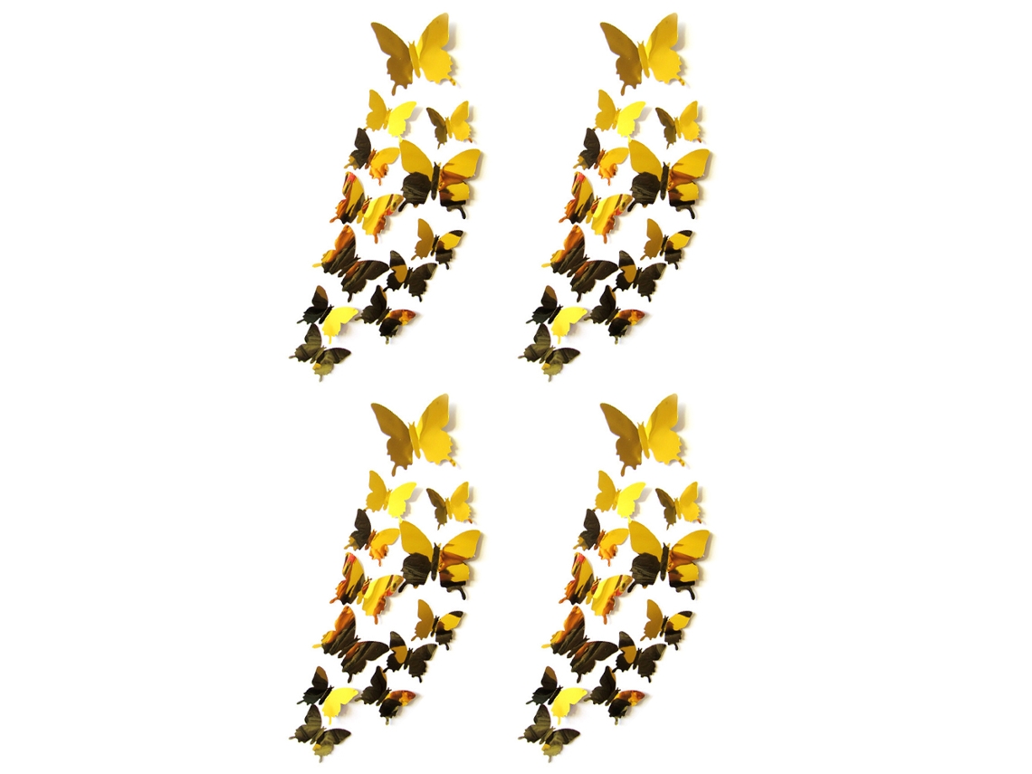 Pegatinas de espejo de mariposa 3D, decoración de pared plateada para dormitorio, 48 piezas
