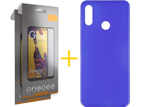 Kit Funda + 2 Protectores de Pantalla Huawei Y6 2019 SKYHE Liso Azul