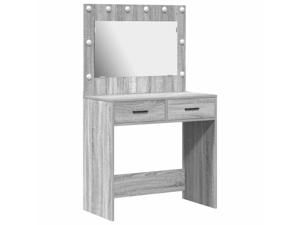 Mesa Tocador | Mesa De Vestidor Con Luces De Espejo Gris Sonoma 78,5 X 41 X 135 Cm