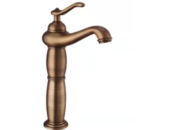 JILLIOPER Grifo de lavabo estilo europeo antiguo modelo divino luz grifería caliente y fría en latón antiguo
